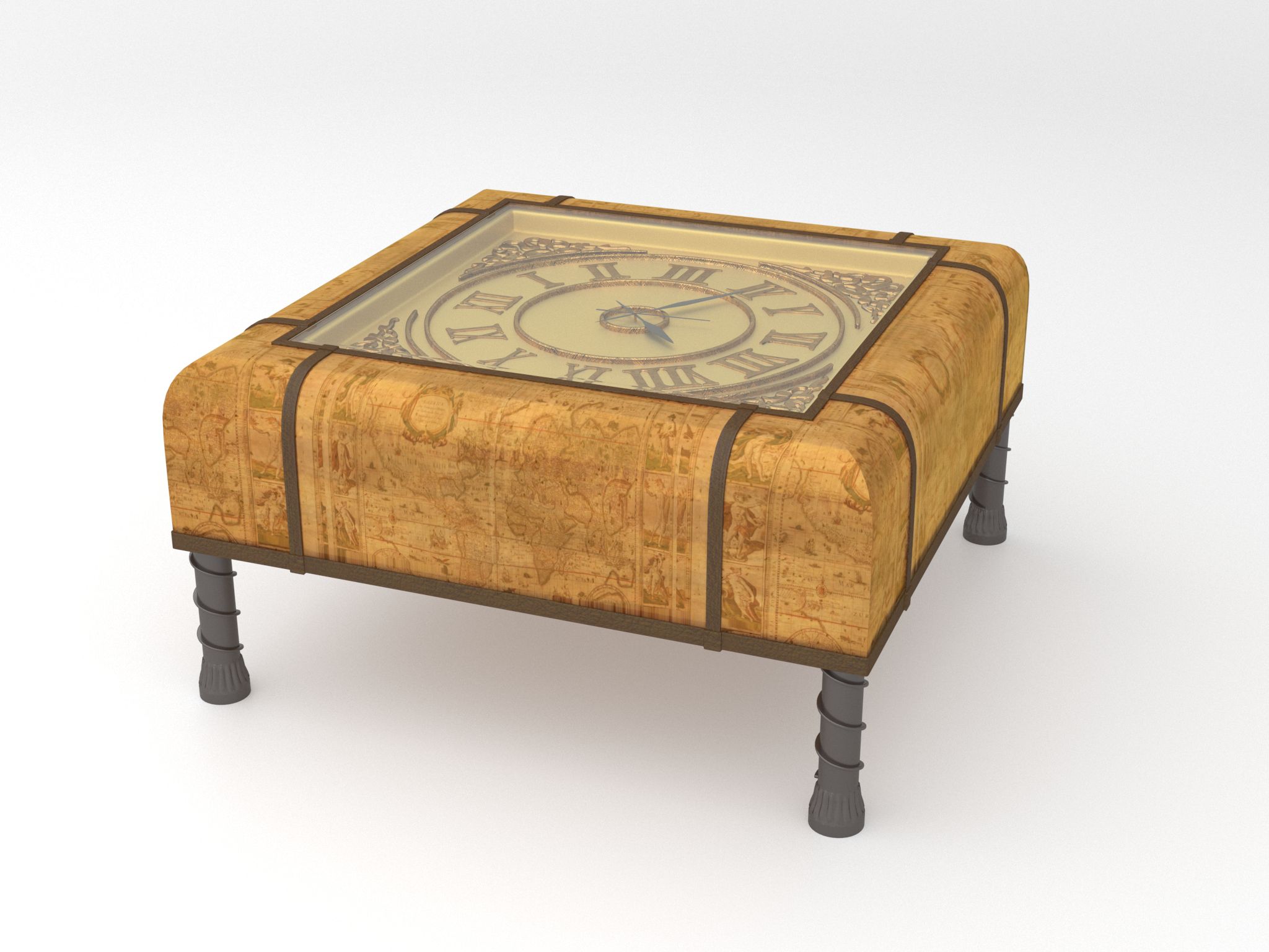  Butler Vasco Old World Map Clock Coffee Table 