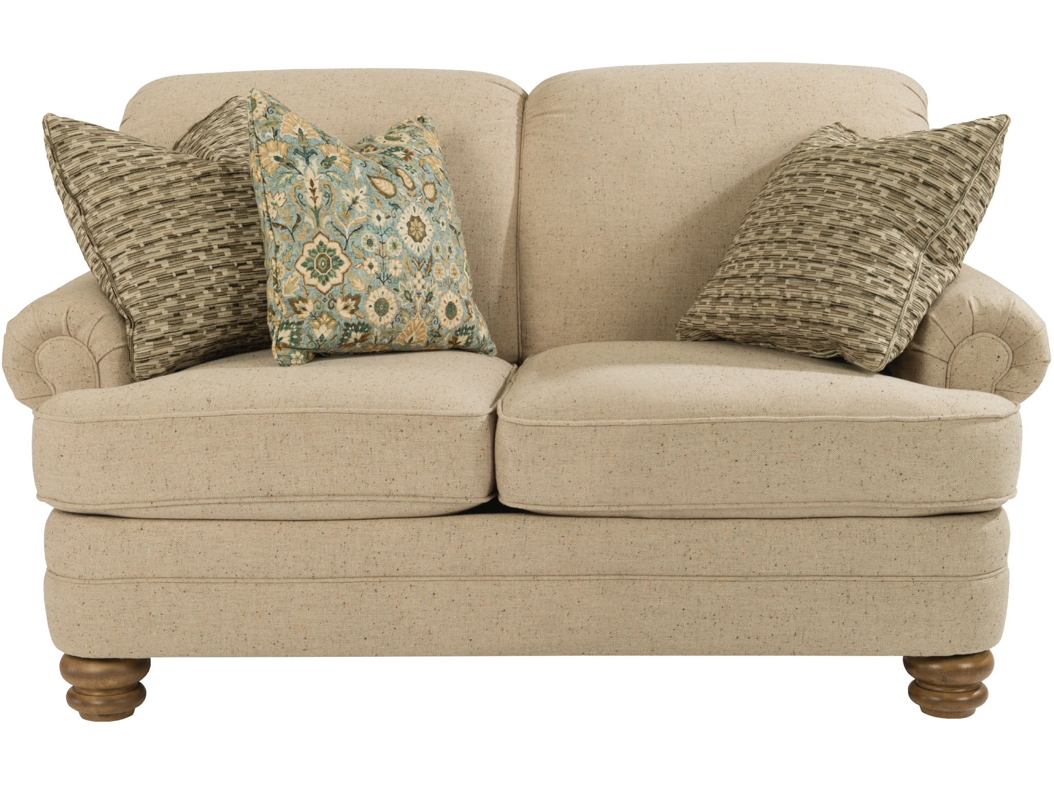 Vintage Rolled Arm Fabric Loveseat 
