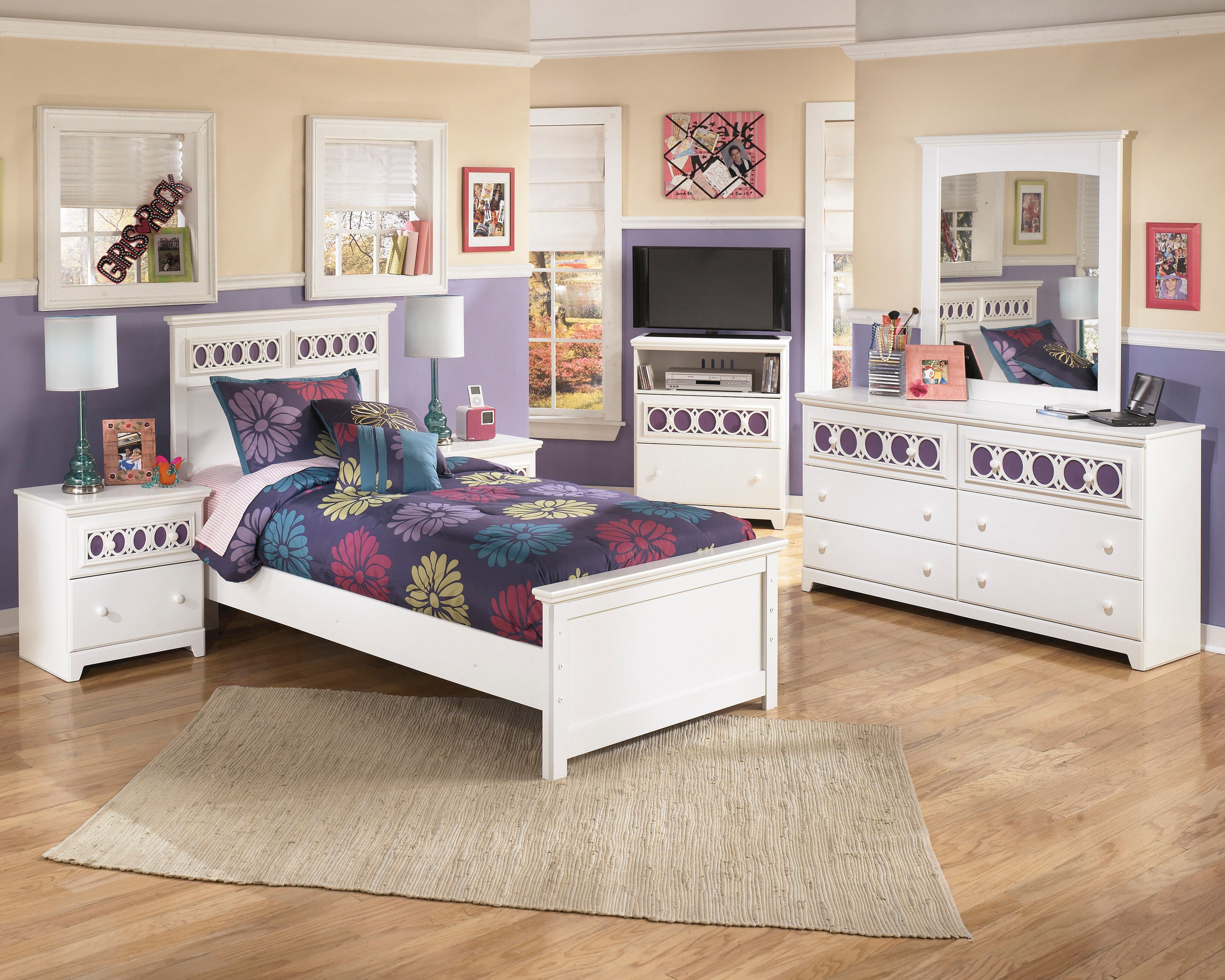  Dresser, Mirror, Twin Panel Bed, Night Stand 