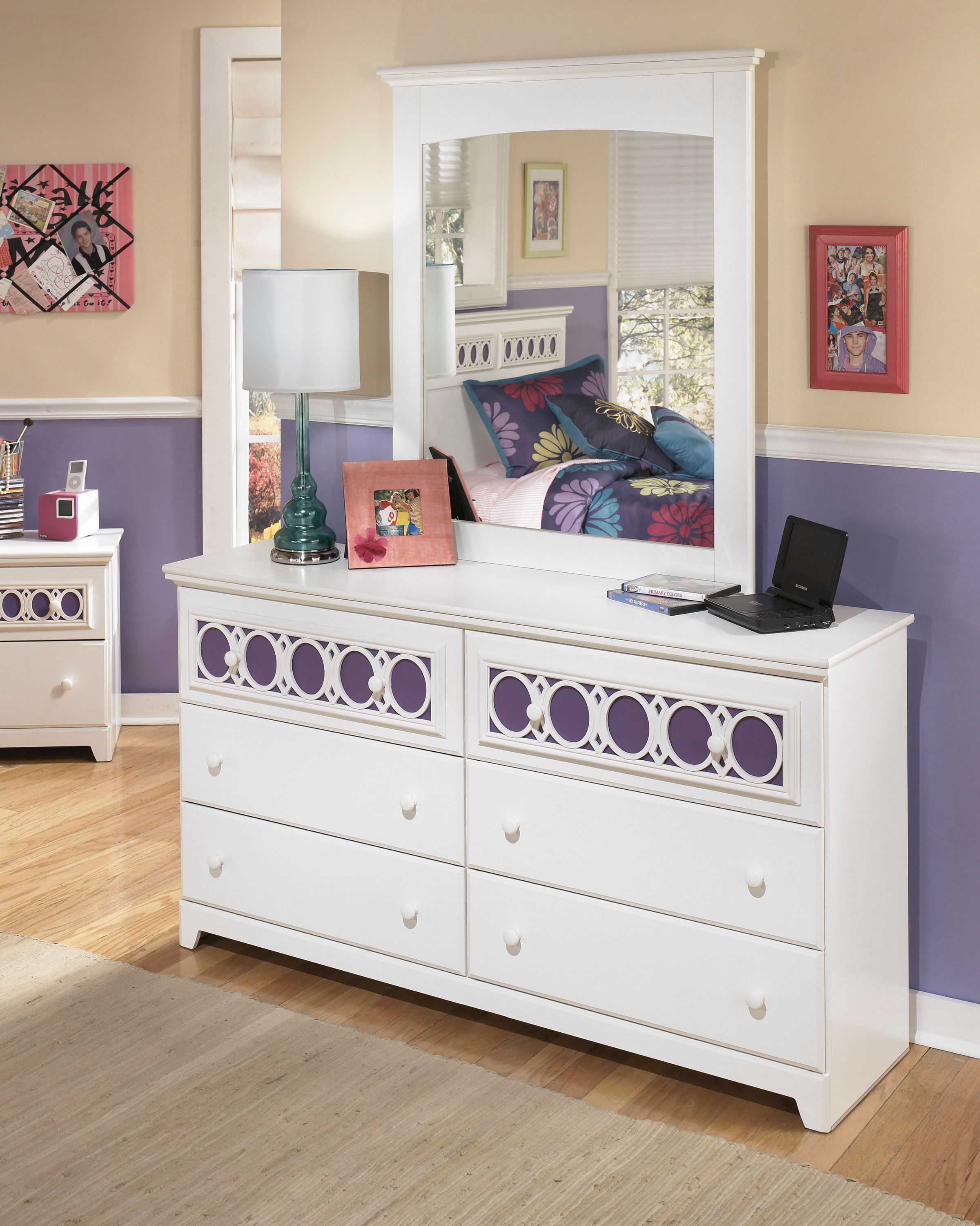  Dresser, Mirror, Twin Panel Headboard 