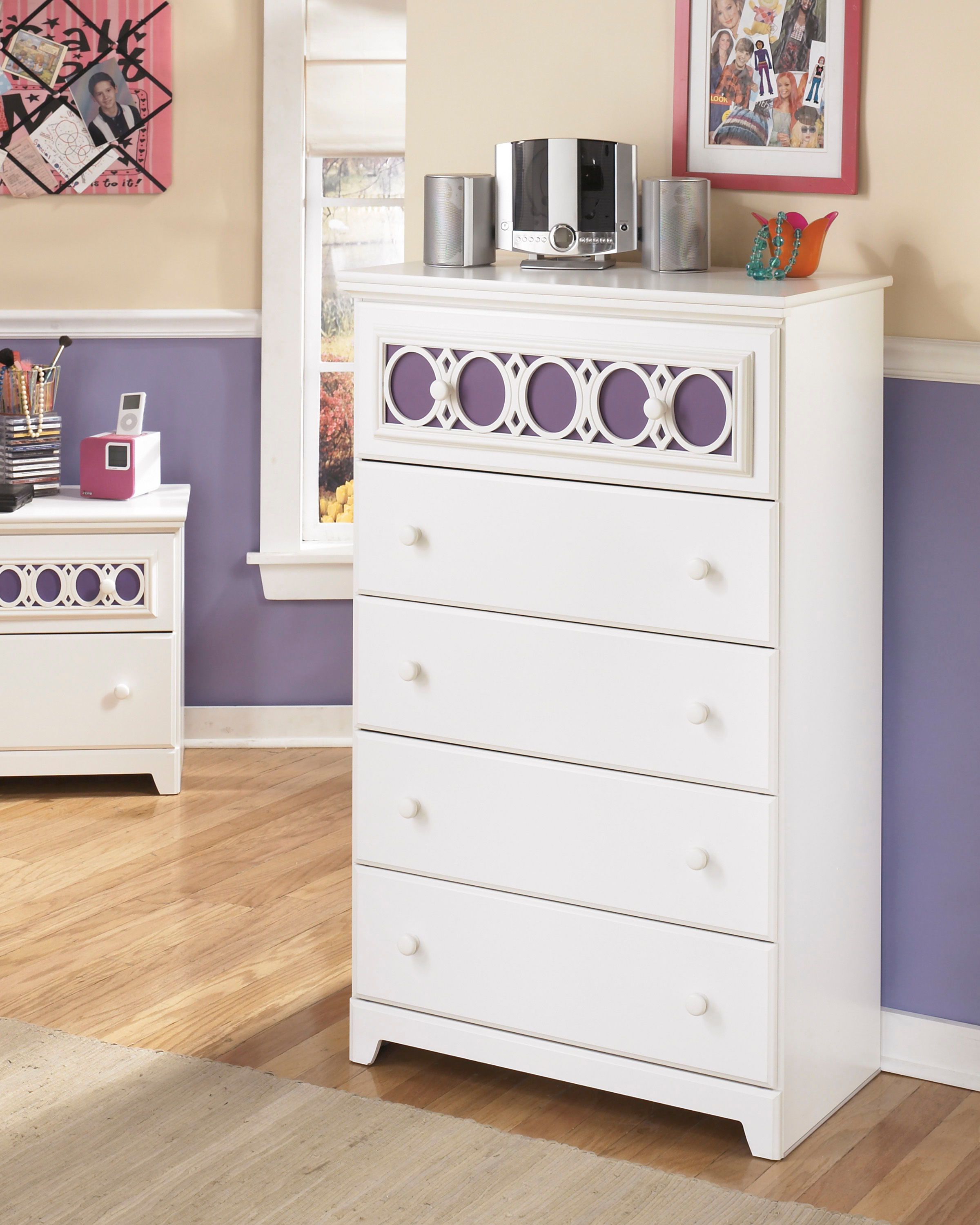  Dresser, Mirror, Twin Panel Headboard, Chest 