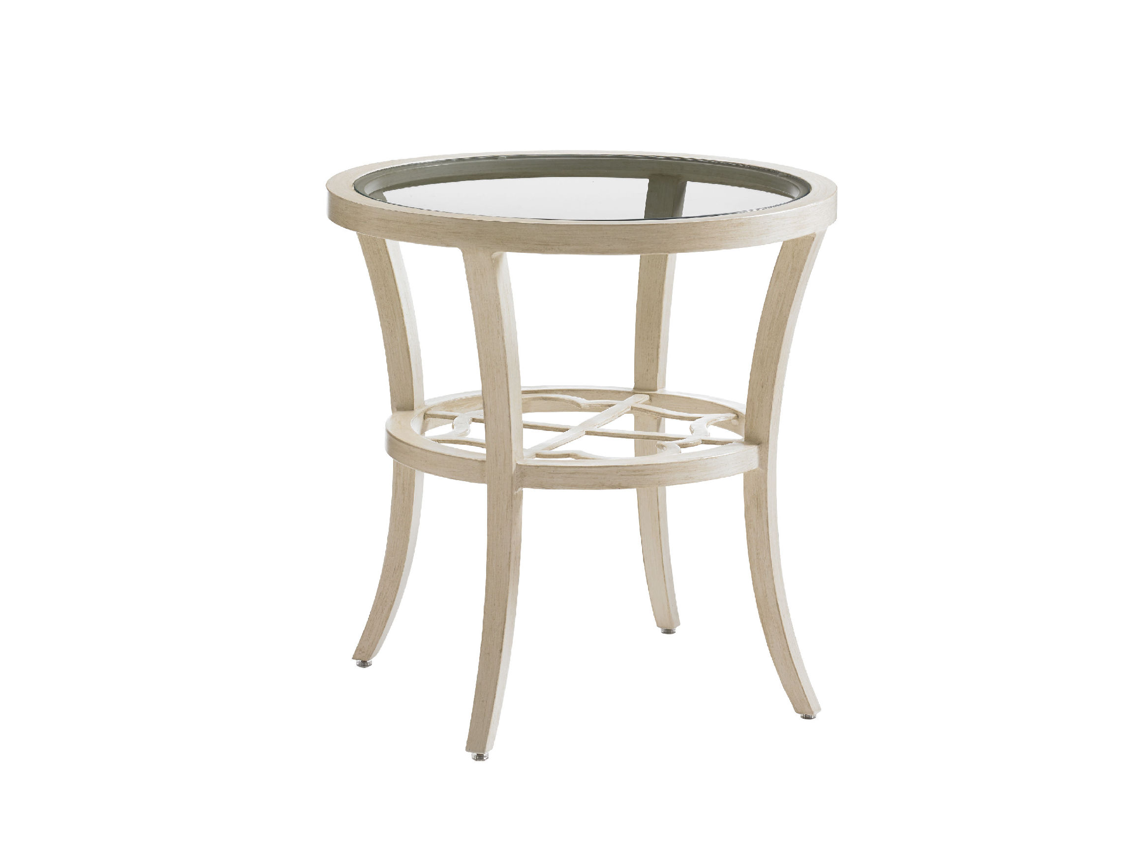 Tommy Bahama Outdoor Living Round End Table With Inset Glass Top 