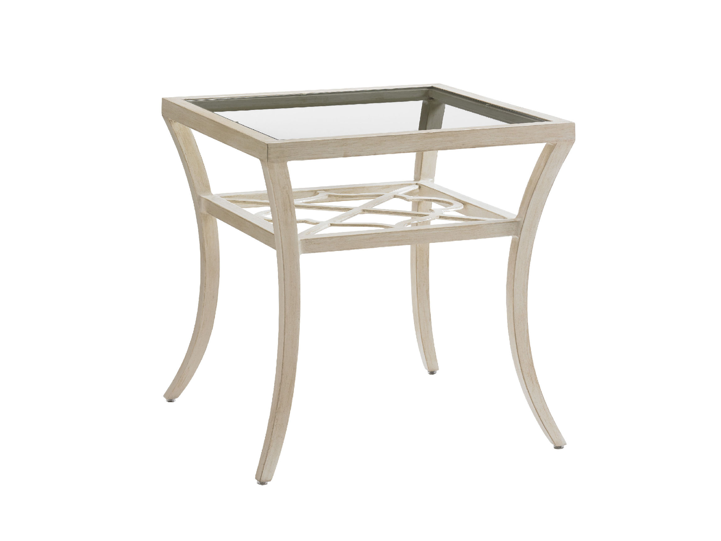 Tommy Bahama Outdoor Living Square End Table With Inset Glass Top 