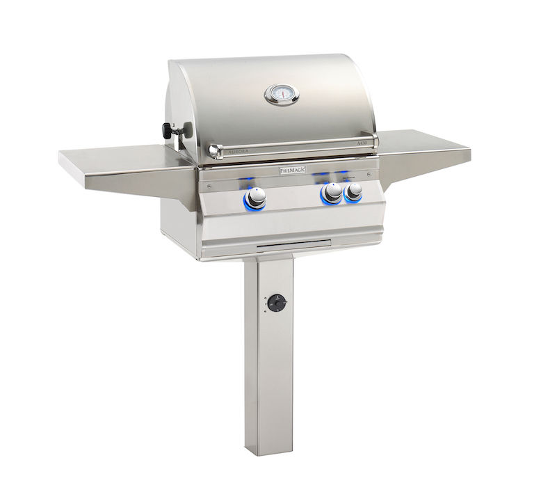  24" Aurora In-Ground Post Grill with Analog Thermometer 