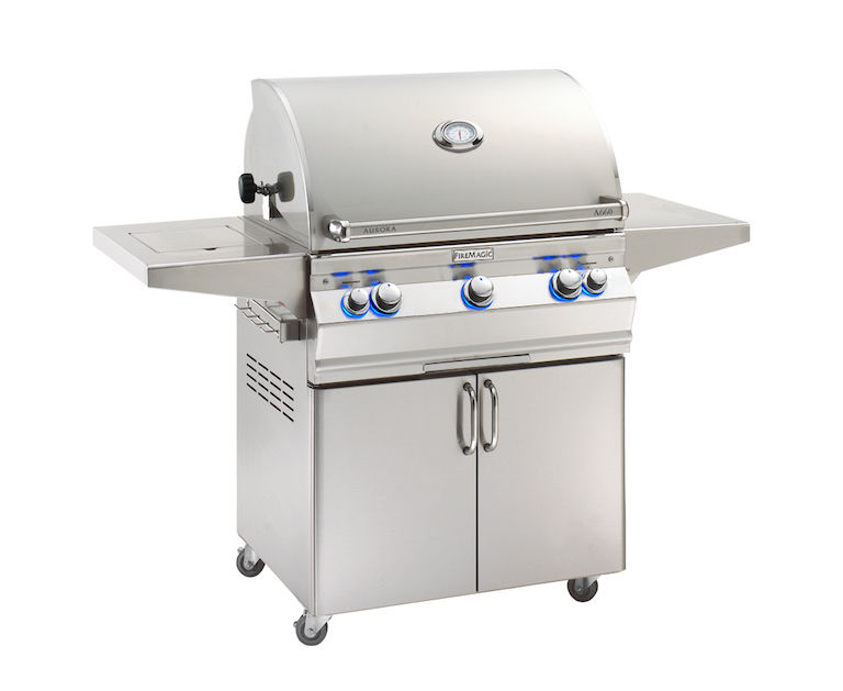  30" Aurora Grill with Analog Thermometer and Flush Mounted Single Side Burner 