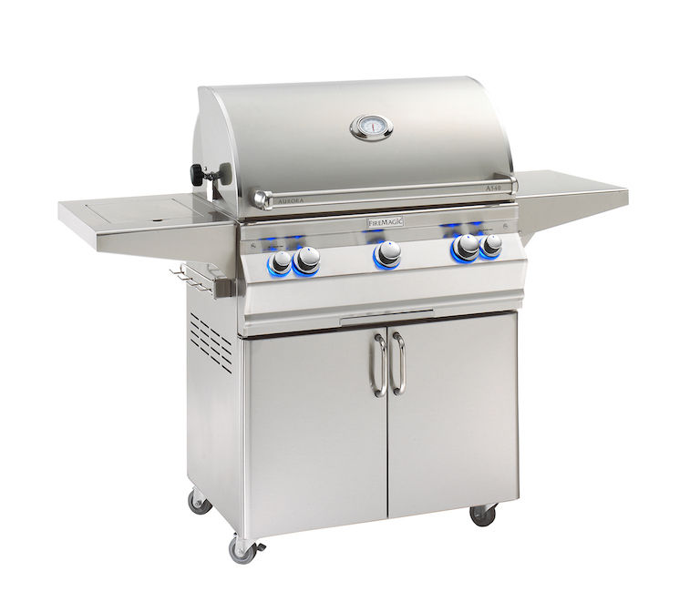  30" Aurora Grill with Analog Thermometer and Flush Mounted Single Side Burner 