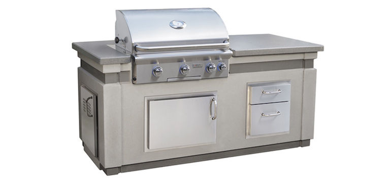  30" L-SERIES ISLAND BUNDLE / BASE - CONCRETE GREY / TOP - POLISHED SMOKE / INCLUDES 30NBT-00SP GRILL, 20-14-SS DLV 20" X 14" LOUVRED DOOR WI 