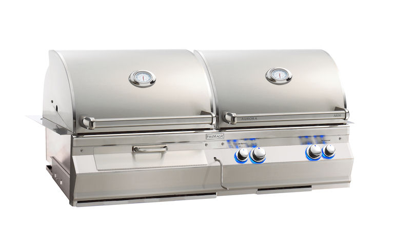  46" Aurora Gas/Charcoal Combo built in with Analog Thermometer, Rotisserie Back Burner, and Infrared Burner 