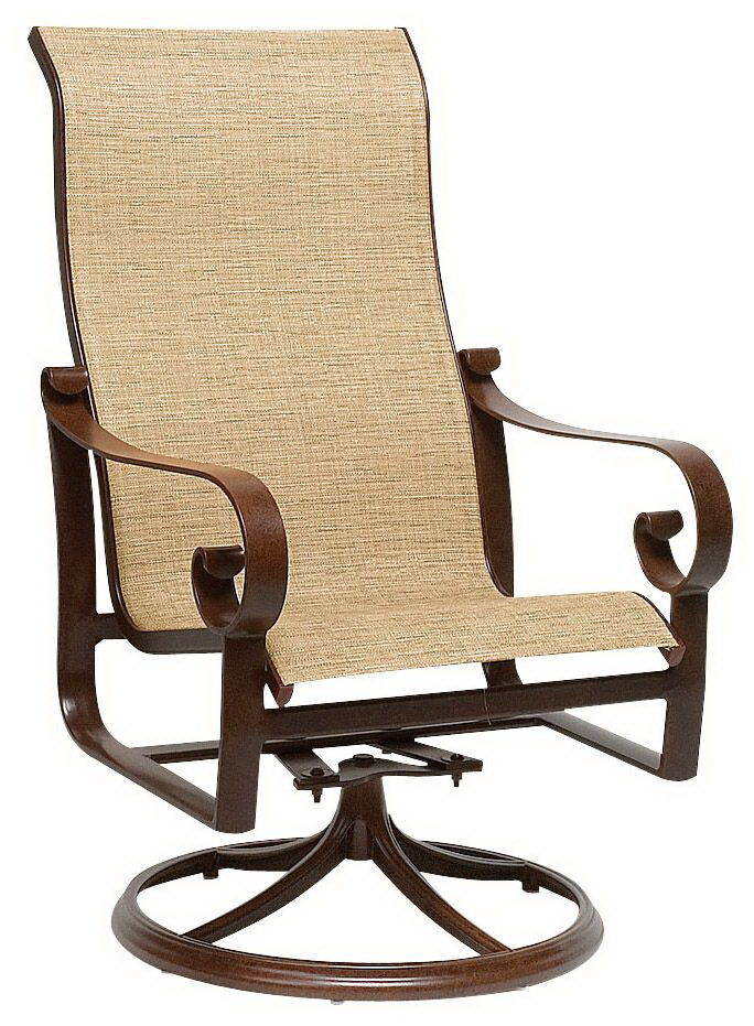  Belden Sling High Back Swivel Rocker Dining Arm Chair 