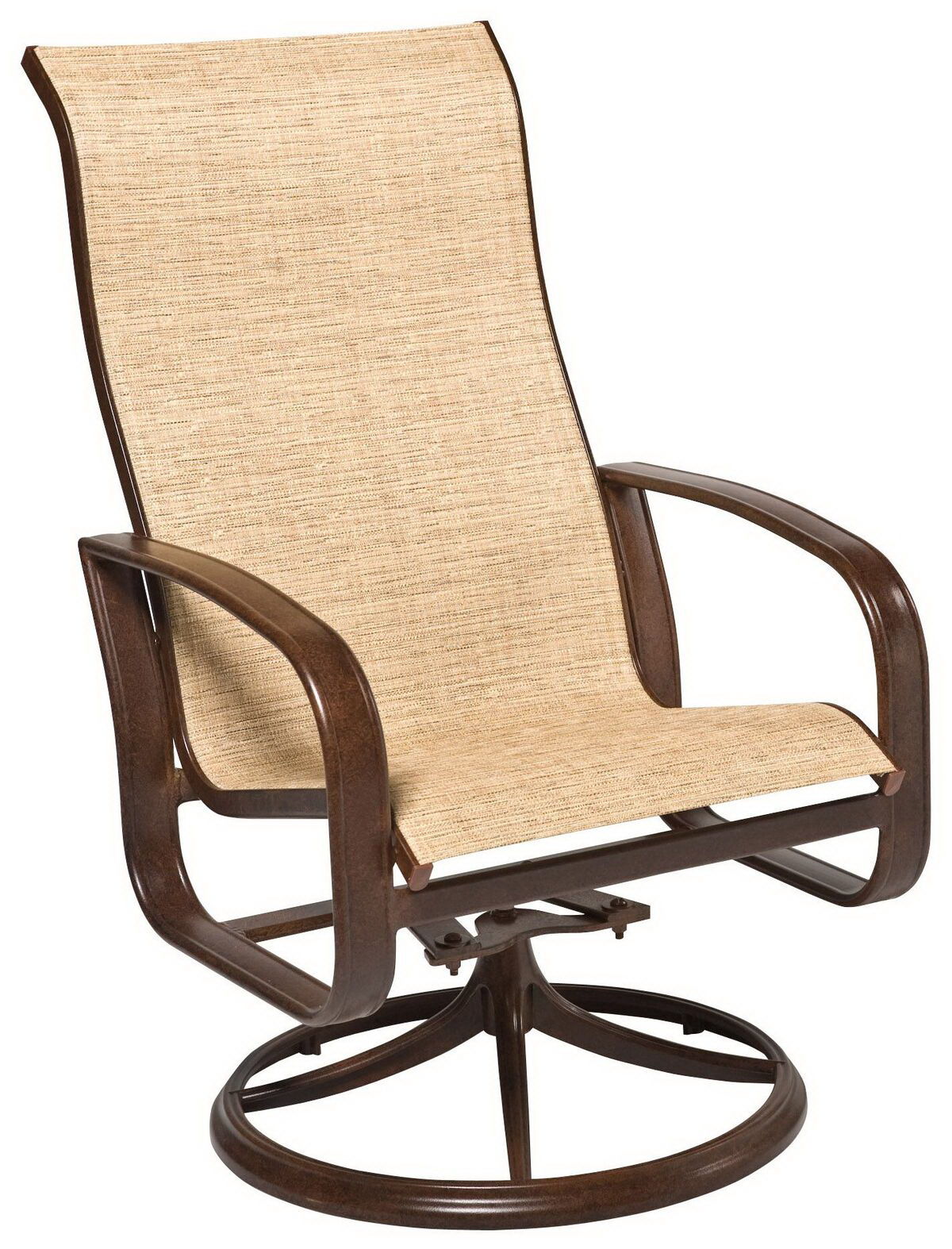  Cayman Isle Sling High Back Swivel Rocker Dining Arm Chair 