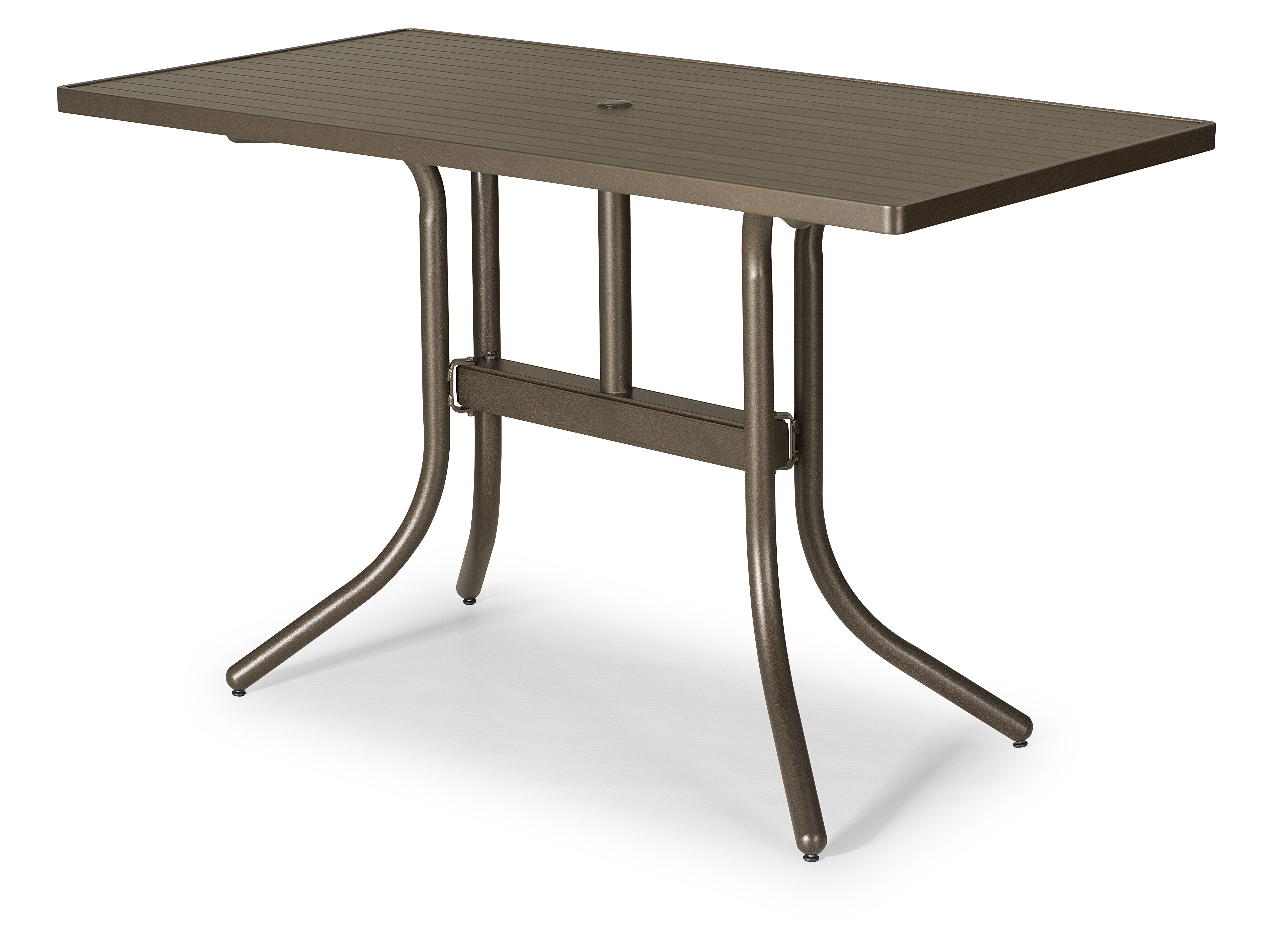 Telescope 30" x 60" Rectangular Aluminum Slat Top Table w/ Hole by Telescope 