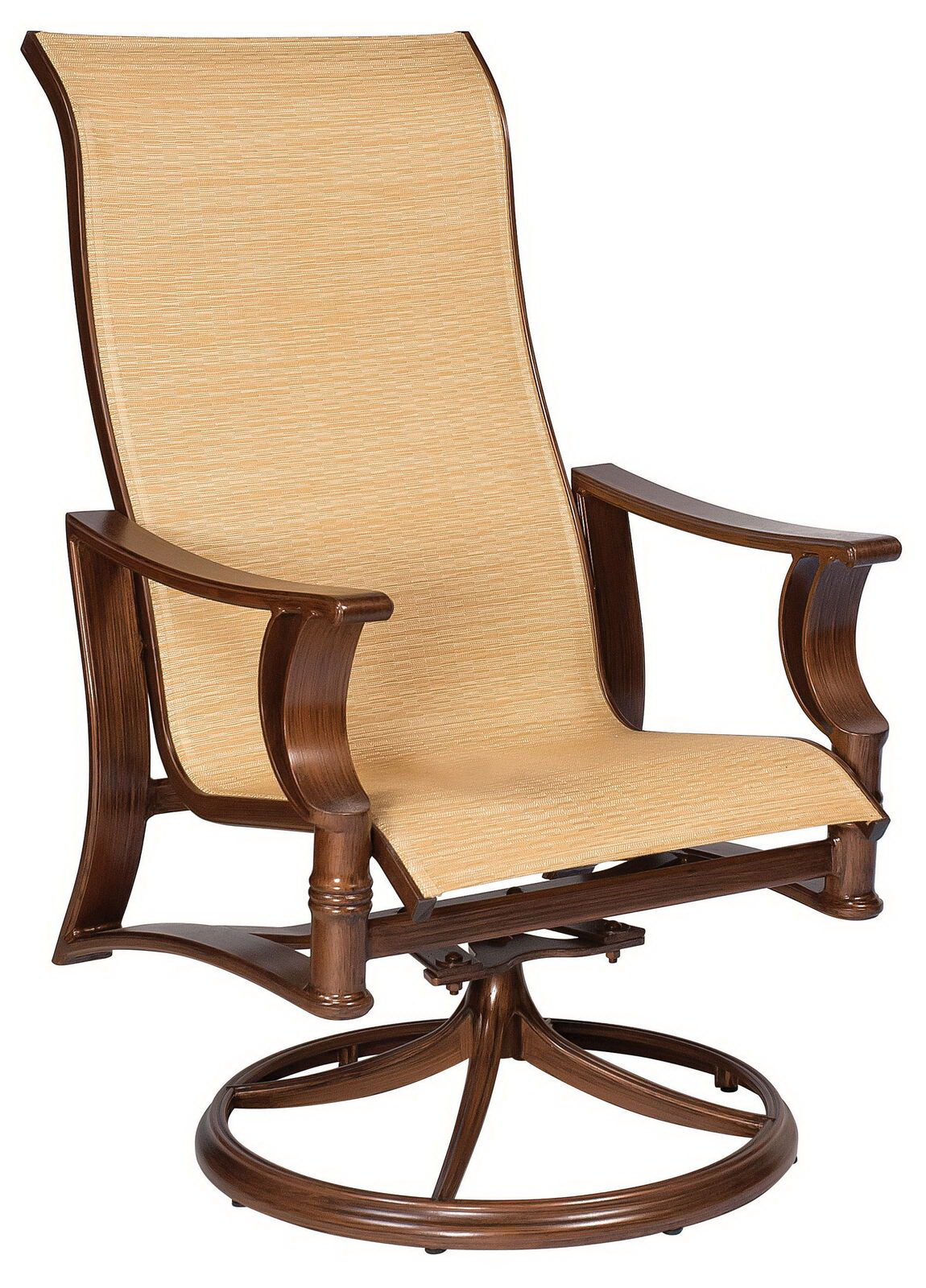Woodard High Back Swivel Rocker Dining Arm Chair By Woodard 