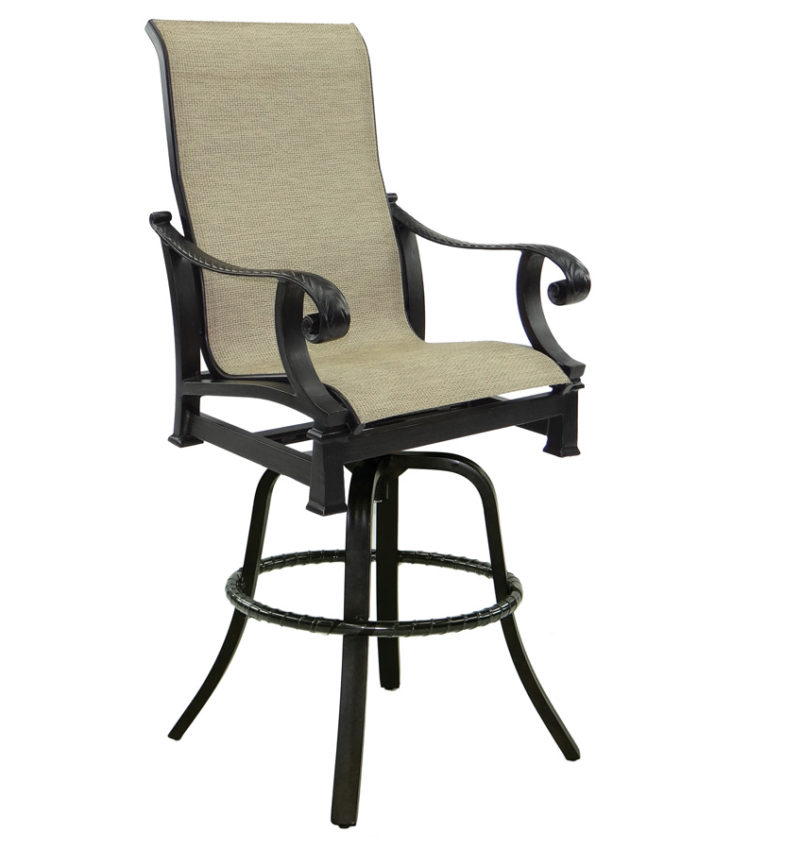 Castelle High Back Sling Swivel Bar Stool By Castelle 