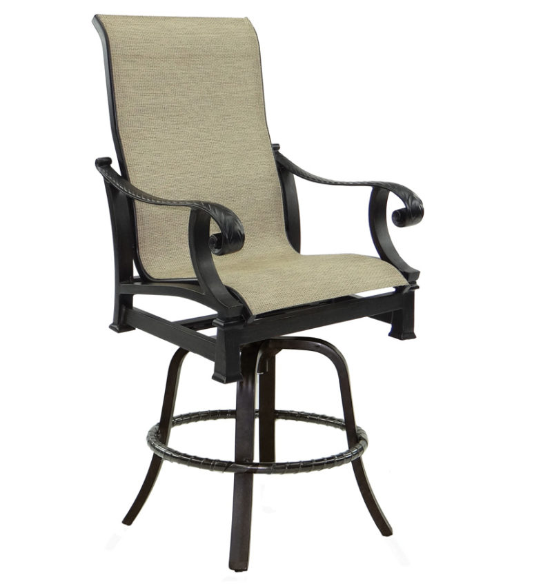 Castelle High Back Sling Swivel Counter Stool By Castelle 