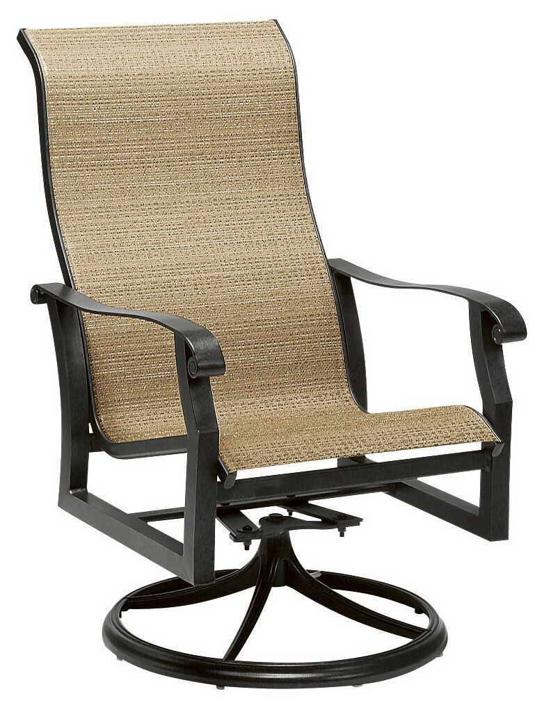 Woodard High Back Swivel Rocker Dining Arm Chair By Woodard 