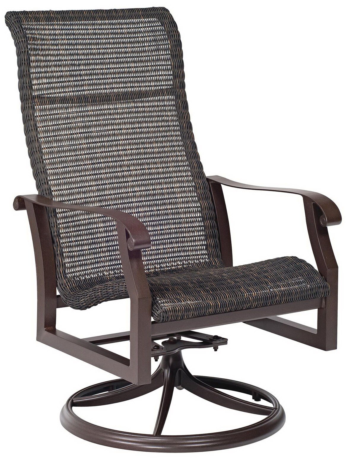 Woodard High Back Swivel Rocker Dining Arm Chair By Woodard 