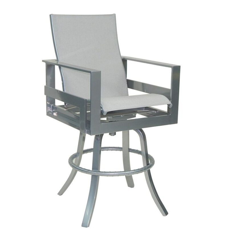Castelle High Back Sling Swivel Bar Stool By Castelle 