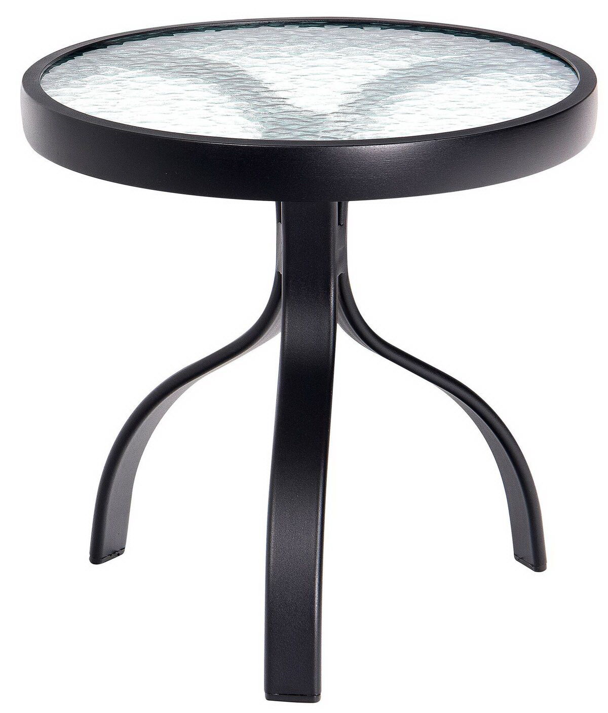 Woodard Deluxe Round End Table with Obscure Glass Top By Woodard 