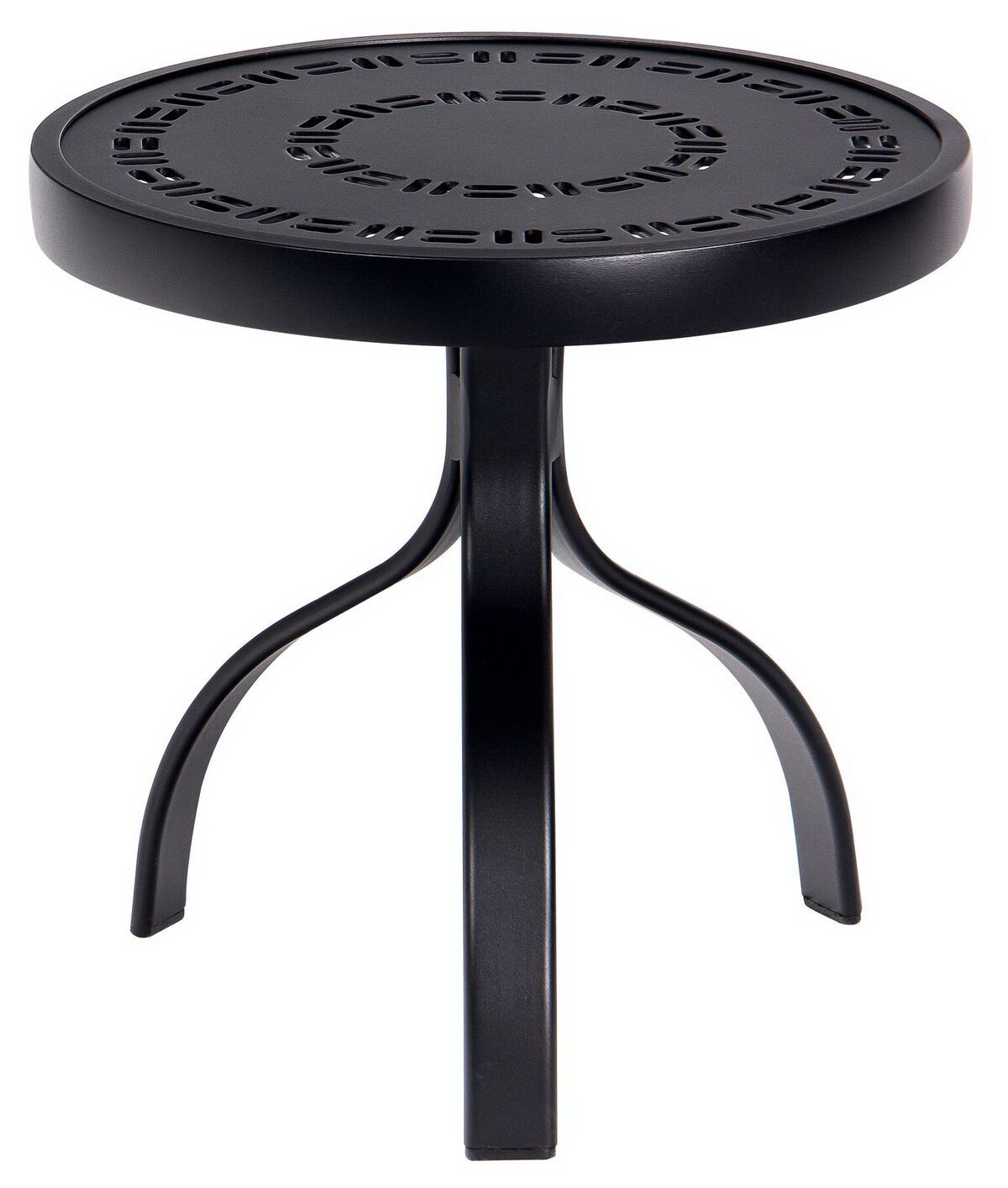 Woodard Deluxe Round End Table with Trellis Top By Woodard 