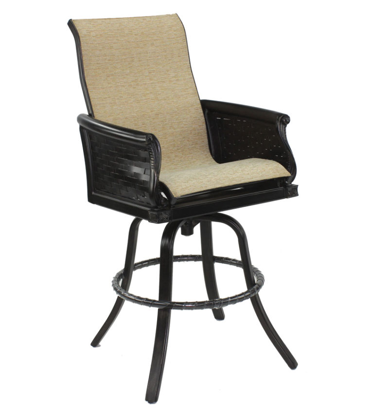 Castelle High Back Sling Swivel Bar Stool By Castelle 
