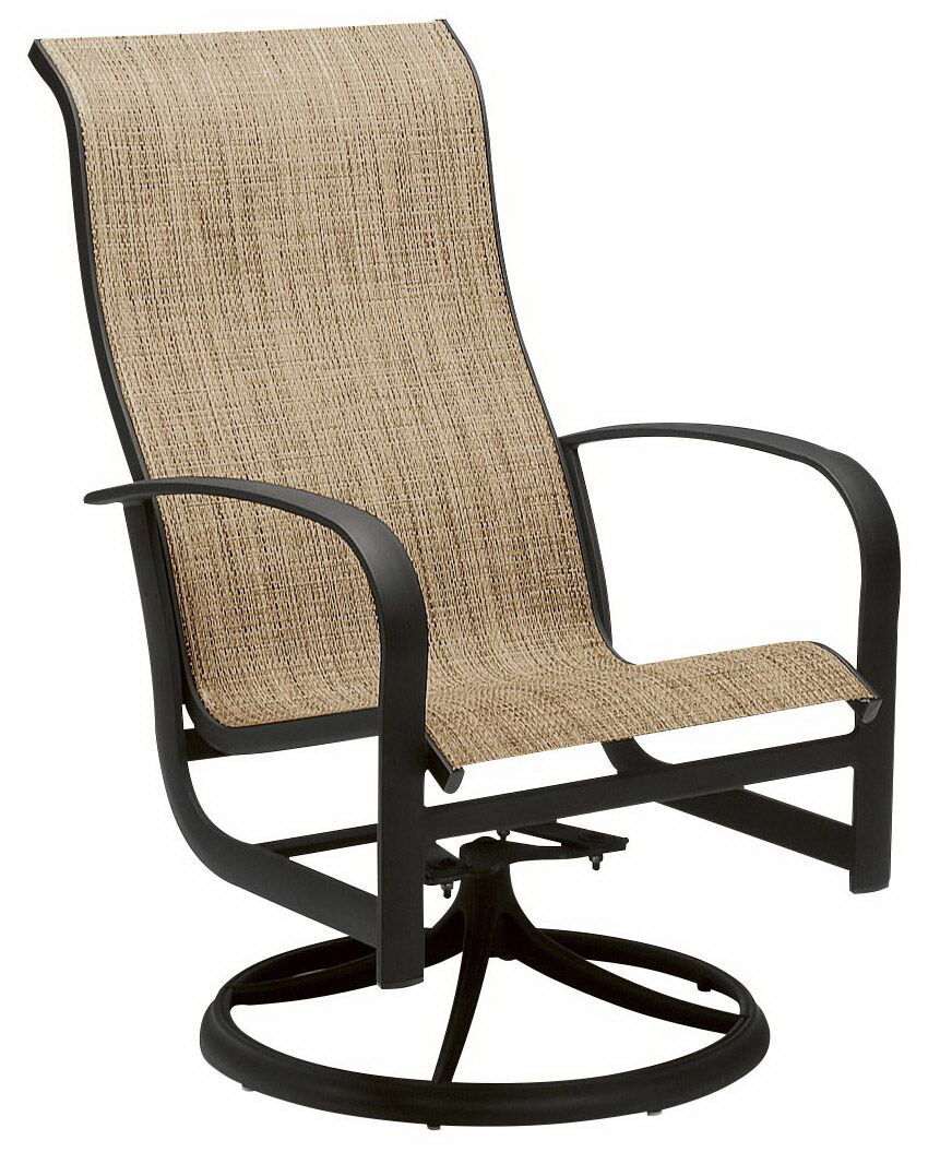 Woodard High Back Swivel Rocker Dining Arm Chair By Woodard 