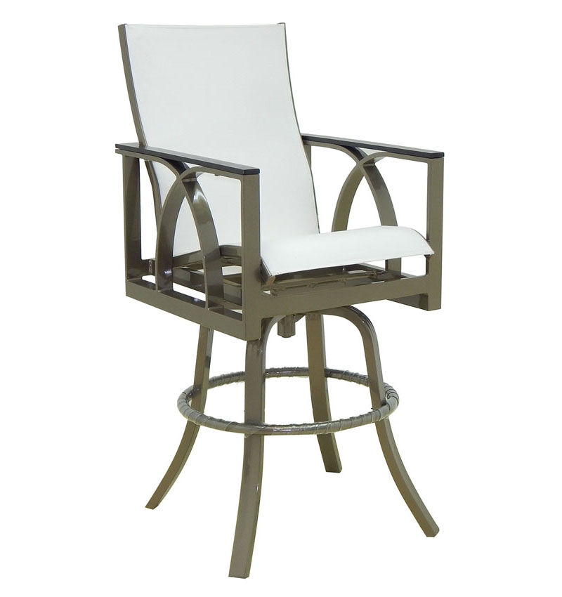 Castelle High Back Sling Swivel Bar Stool By Castelle 