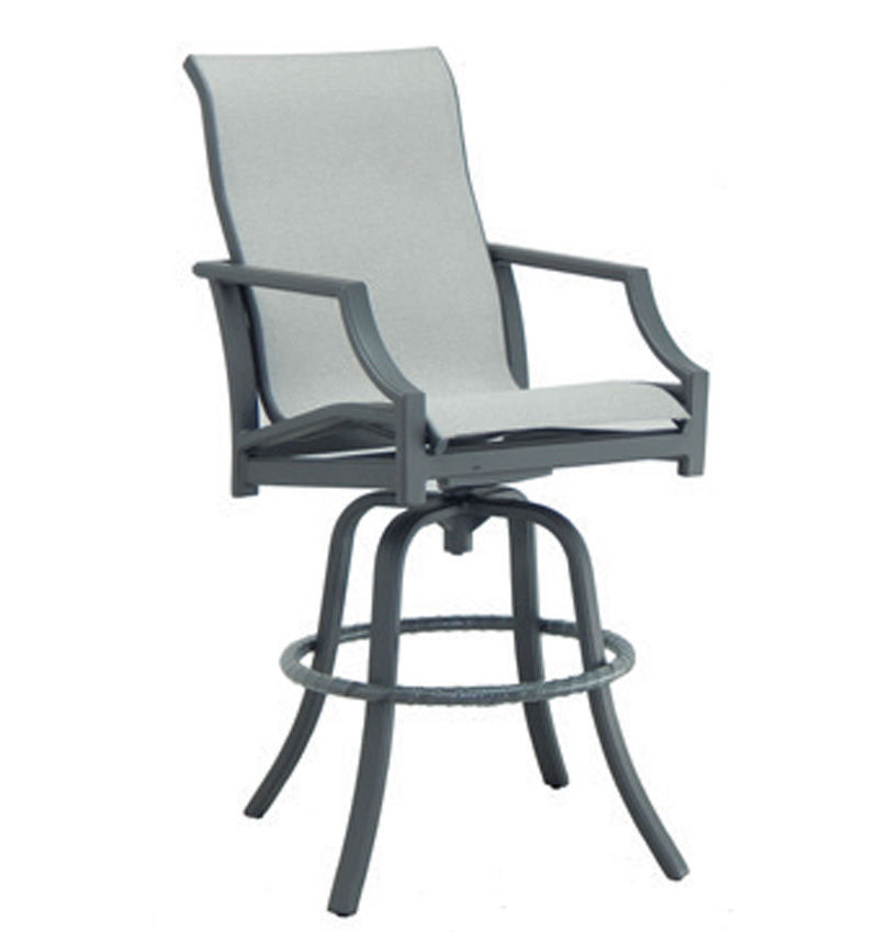 Castelle Lancaster High Back Sling Swivel Bar Stool By Castelle 