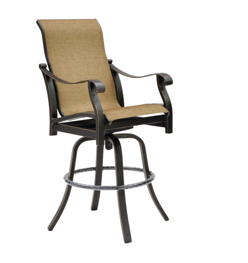 Castelle High Back Sling Swivel Bar Stool By Castelle 