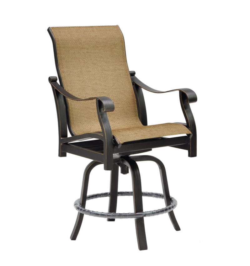 Castelle High Back Sling Swivel Counter Stool By Castelle 