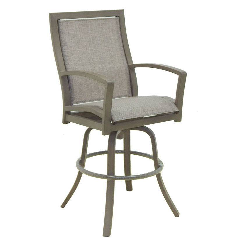 Castelle High Back Sling Swivel Bar Stool By Castelle 