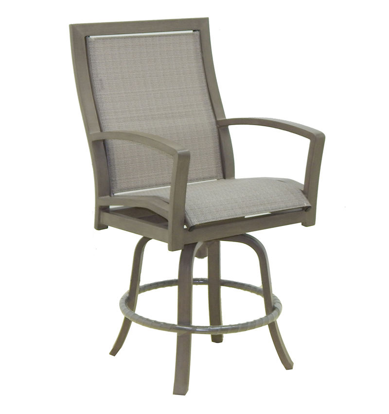 Castelle High Back Sling Swivel Counter Stool By Castelle 