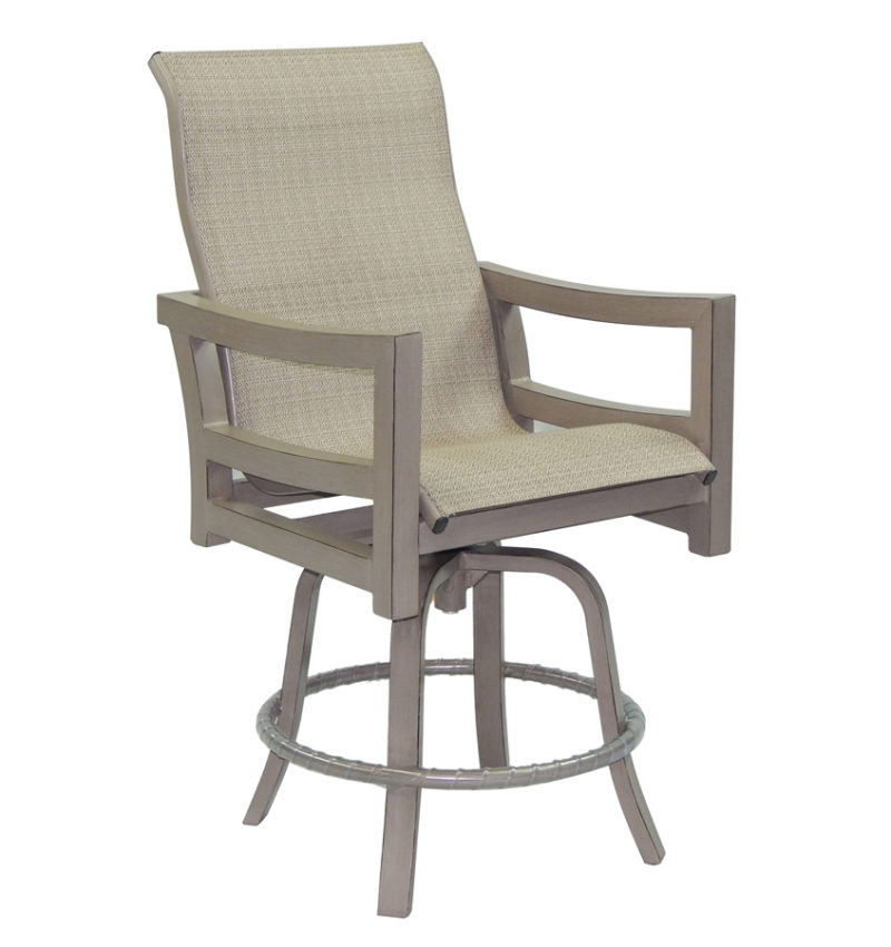 Castelle High Back Sling Swivel Bar Stool By Castelle 