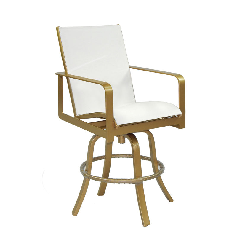 Castelle High Back Sling Swivel Bar Stool By Castelle 