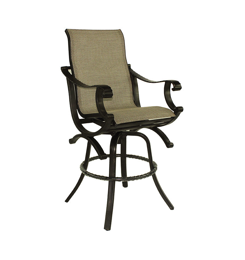 Castelle High Back Sling Swivel Bar Stool By Castelle 