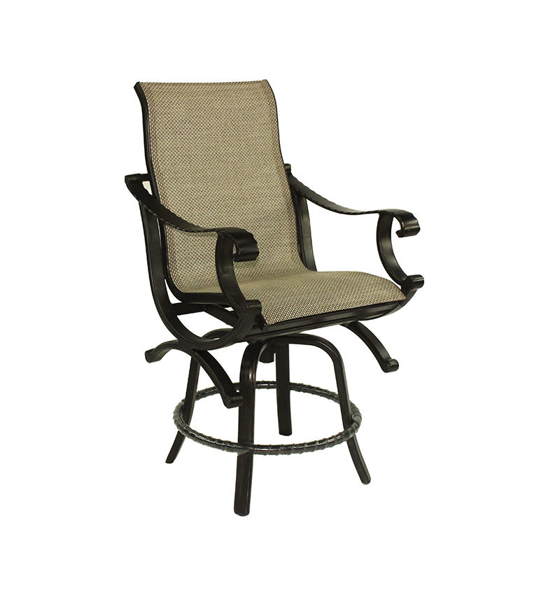 Castelle High Back Sling Swivel Counter Stool By Castelle 