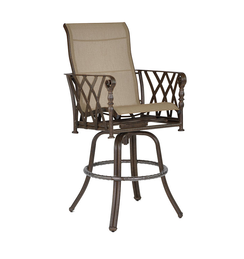 Castelle High Back Sling Swivel Bar Stool By Castelle 