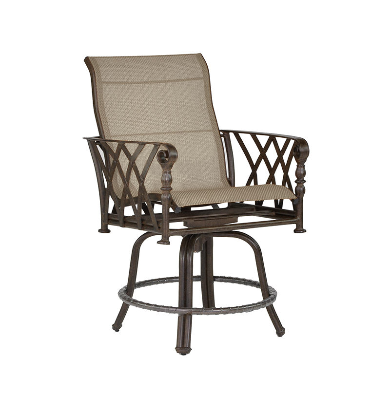 Castelle High Back Sling Swivel Counter Stool By Castelle 