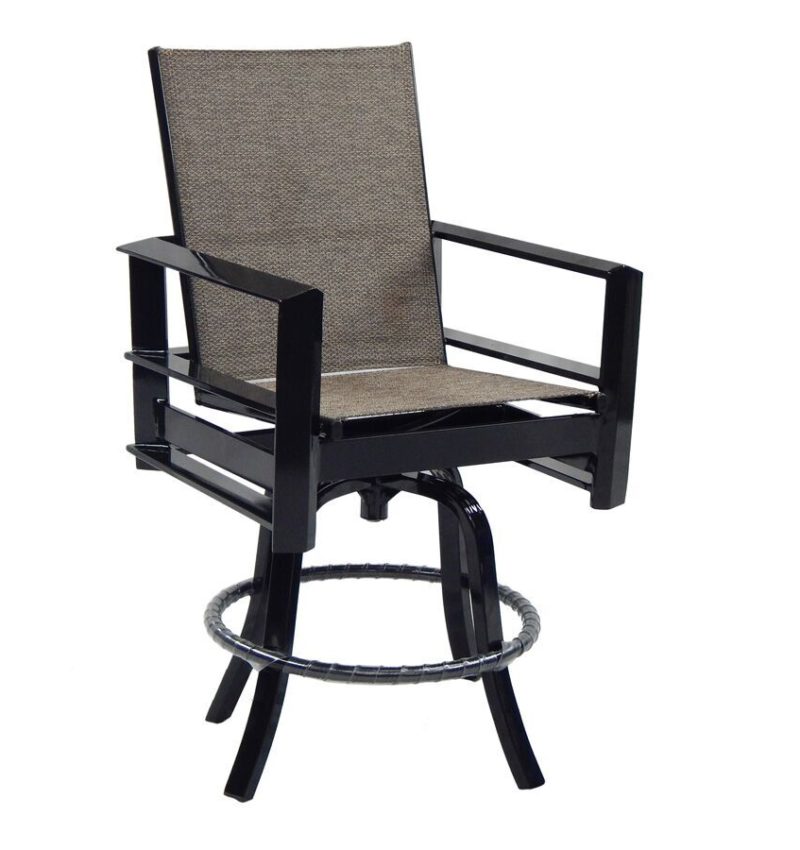 Castelle High Back Sling Swivel Bar Stool By Castelle 