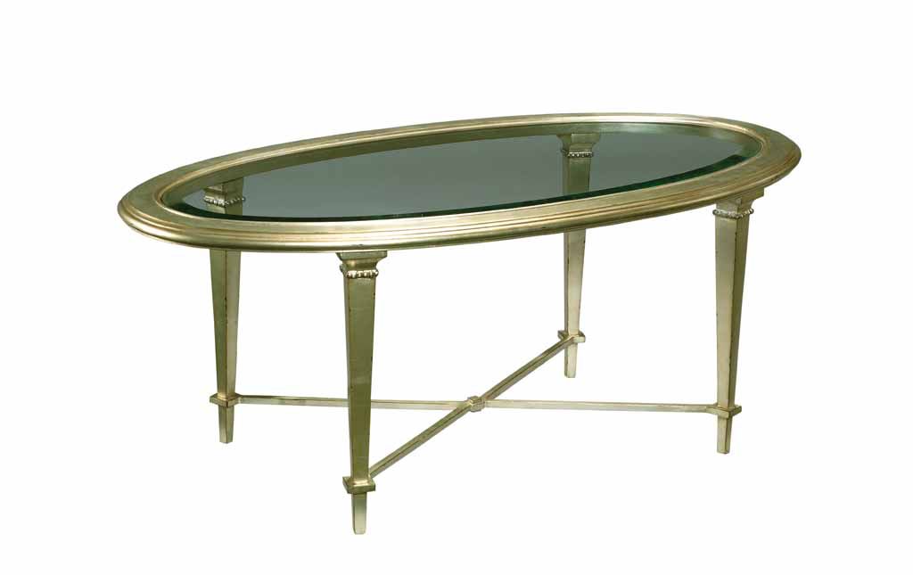  Bristol Oval Coffee Table with Clear Glass Top 