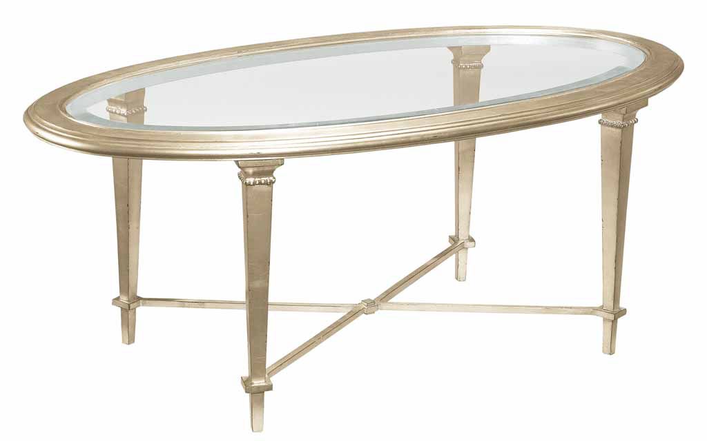  Bristol Oval Coffee Table with Clear Glass Top 