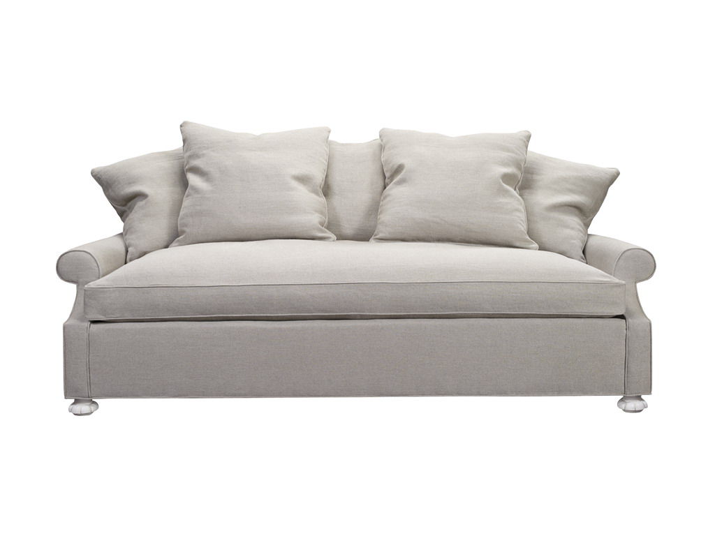  Exposed Leg Square Seat Cushion Serpentine Arm Sofa 