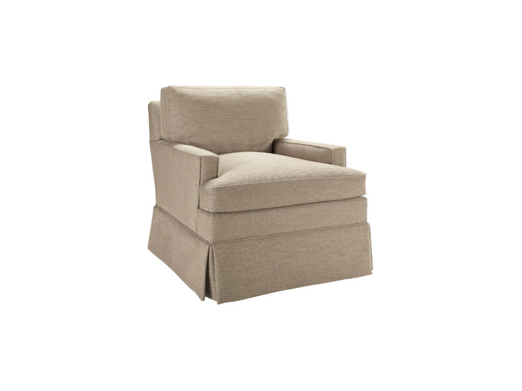  Kick Pleat Skirt T- Cushion Narrow Square Arm Chair 