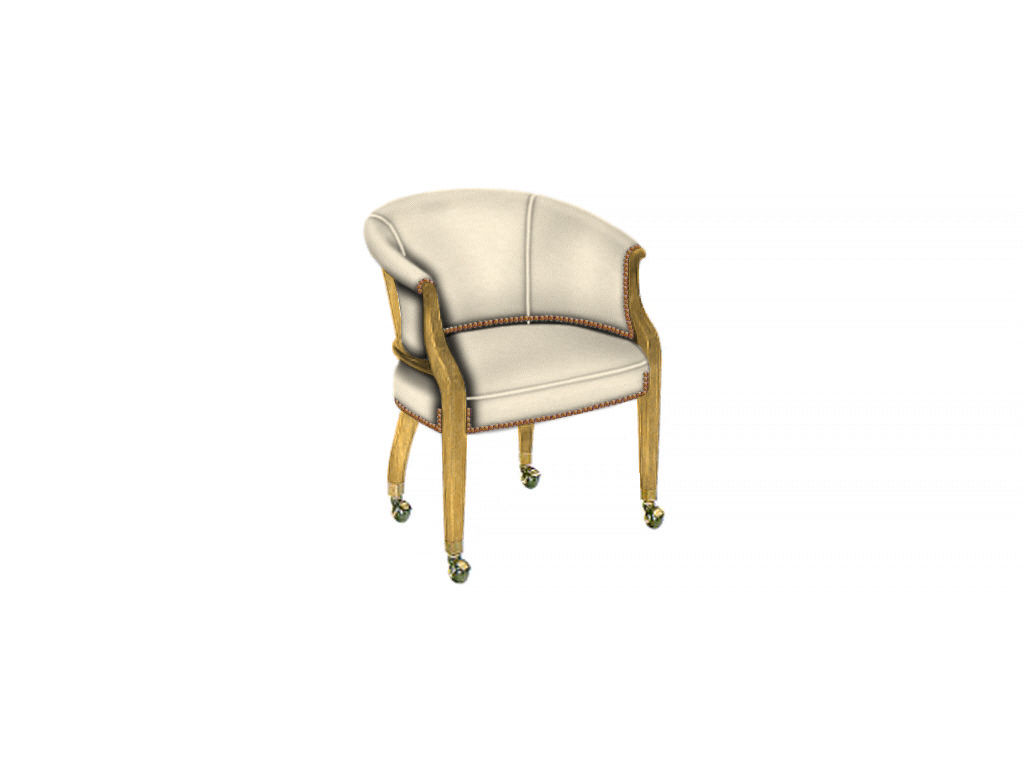  Tub Chair with Antique Brass Casters 